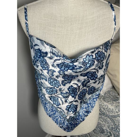 Japna Women’s Crop Tops Lot Size L Pink Floral Halter & Blue Scarf Bandana Top - Picture 5 of 13